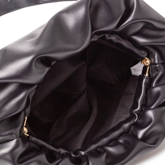Vegan Leather Upside Down Shoulder Bag, Black - Picture 2 of 16